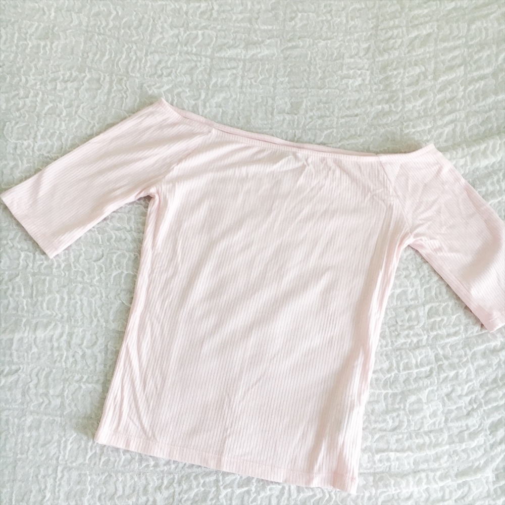 ❗3/$20 Blush Off-the-shoulder Ribbed Top